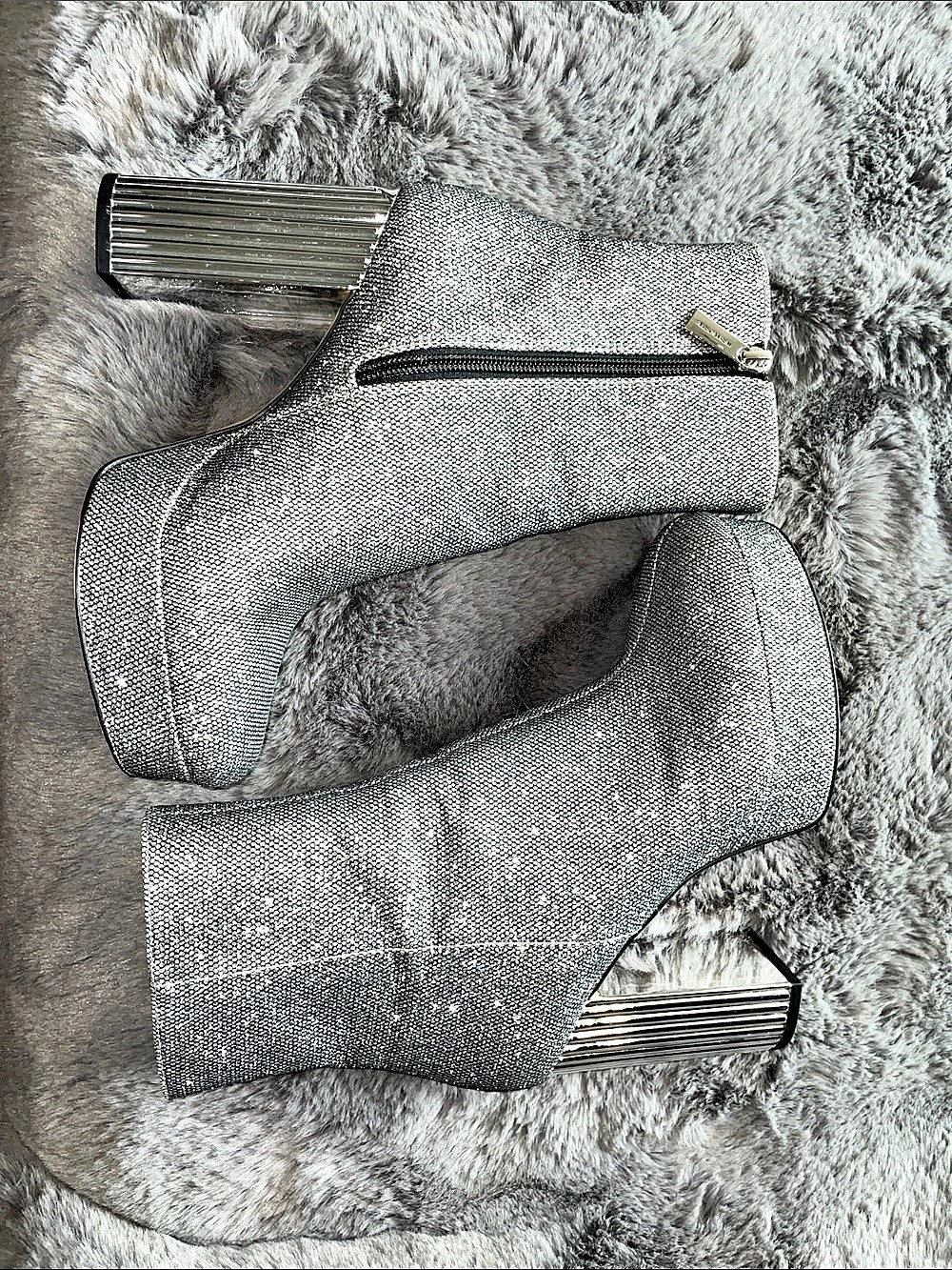 Michael Kors Porter Glitter Platform Bootie Silver US 6.5